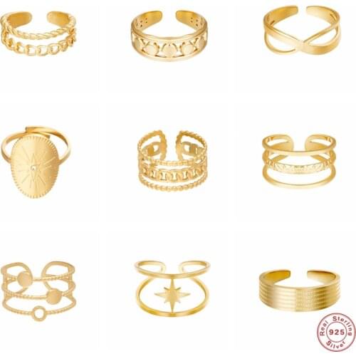 Aide 925 Sterling Silver Bohemian Multilayer Rings For Women Twist Chain Double Circle Wide Rings Wedding Party Fine Jewelry