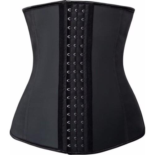 Women Latex Waist Trainer Corset 9 Steel Boned Underbust Corsets Body Shapewear Bustier Cincher Harness Corsets and Bustiers