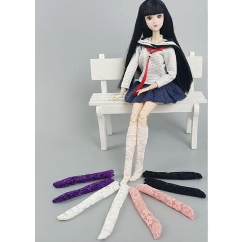 Sweet Princess Lace Pure Candy Color Middle Tube Socks for Barbie Doll Accessories Sock for Blythe Licca Dolls Kid DIY Toy