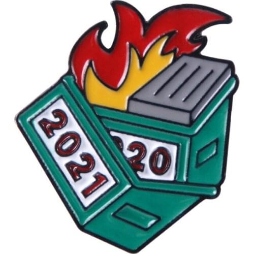 Hot Fashion Funny Dumpster Fire Pins Brooches Bag Clothes Decoration Button Emo Grunge Jewelry Accessories Gifts