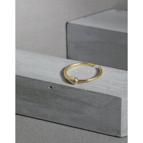 Minimalist Real S925 Sterling Silver Water Drop Rings For Women Birthday Gift Accessories, Simple Gold Color Ring Fine Jewelry