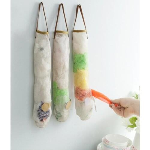 Reusable Practical Fruit Vegetable Hanging Storage Mesh Bag Sorting Bag Pocket Garlic Onion Kitchen Organizer Storage Container