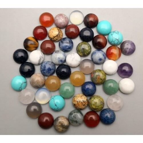 Fashion Natural Stone Beads 10MM 100Pcs/lot mixed round cabochon Jewelry Ring Necklace Earrings accessories no hole wholesale