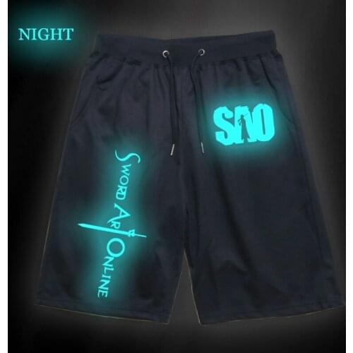 Mens Jogging Short Pants New Fashion Casual Breathable Pants Sword Art Online Luminous Sports Trousers Jogger Sweat Beach Pants