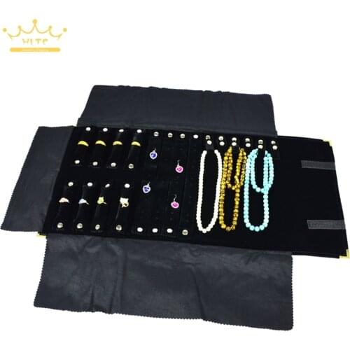 Newest High Quantity Jewelry Roll Bag Metal Corner Necklace Ring Earrings Storage Bags Jewelry Orgainzer Box