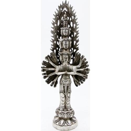A charming handmade sculpture of the silver Tibet Guanyin statue
