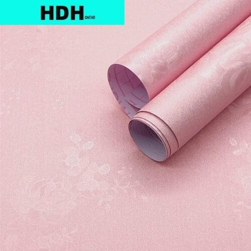 Solid Pink Wallpaper Peel and Stick Wallpaper Floral Pattern Self Adhesive Wallpaper Furniture Bedroom Decoration Waterproof