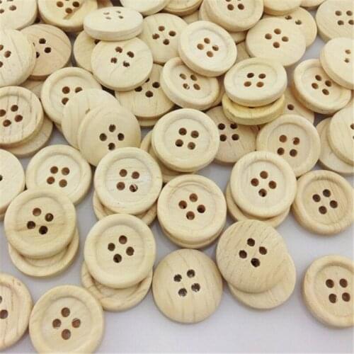 Wholesale 100PCS New 4 hole Round Wood Buttons 15mm Sewing Craft WB105