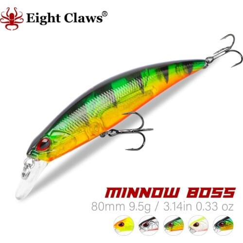 EIGHT CLAWS Minnow Fishing Lure 80SS Japan Hot Model Jerkbait 80mm 9.5g Hard Wobbler Slow Sinking Swimbait Trout Bass Lure