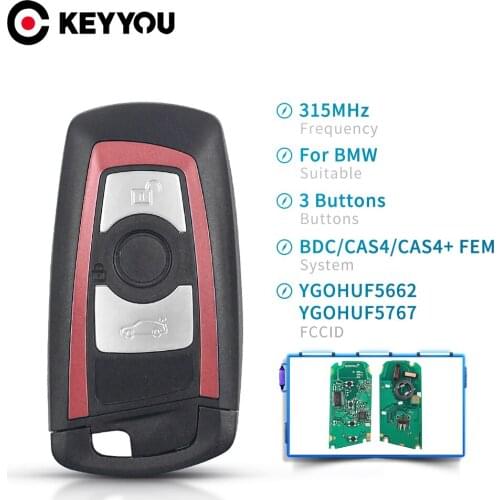KEYYOU YGOHUF5662 YGOHUF5767 3/4 Button 315MHz Remote Key Fob For BMW 1 3 5 7 Series Auto Alarm Keyless Fob FEM / BDC,CAS4,CAS4