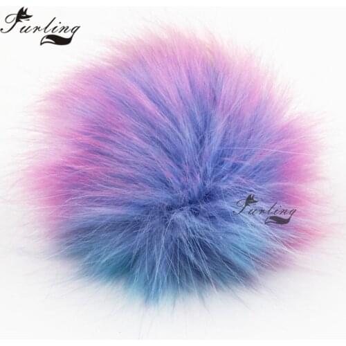 Furling DIY 10cm Large Multicolored Faux Fox Fur Fluffy Pom Pom Ball for Handbag Pendant Charm Key Chain DIY Cap Accessories