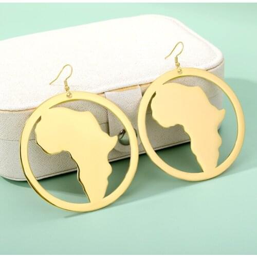 Earrings African Map Earrings 2020 Africa Ethnic Jewelry Gift Gold Color Africa Ornaments Traditional BFF Hyperbole Earrings