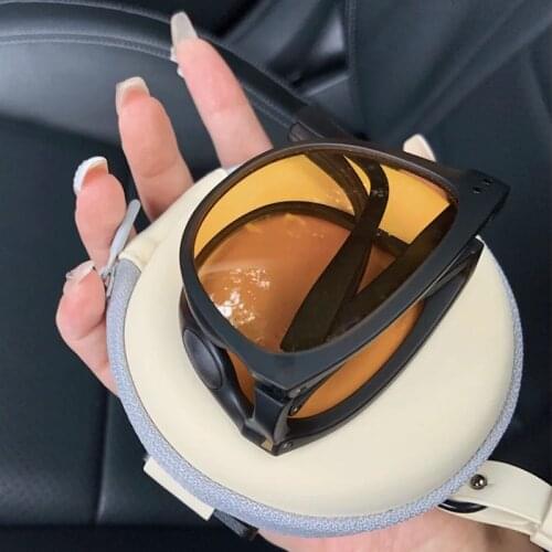 Leonlion Folding Sunglasses Glasses Case Female Retro Round Glasses Case Storage Box Compressive Portable Sunglasses Case