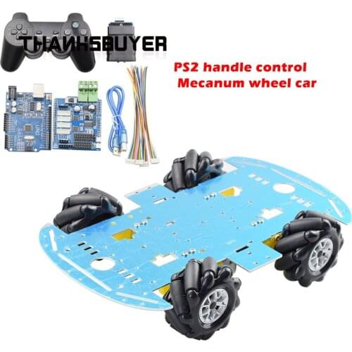 Thanksbuyer Unassembled Omni Mecanum Wheel Car Chassis Kit Robot Car w/ Motors For Arduino Programming DIY