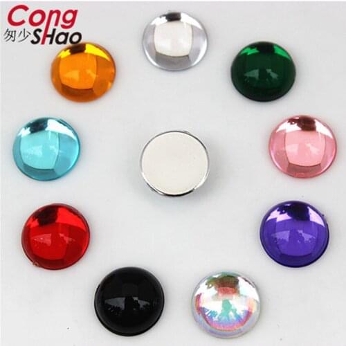 Cong Shao 300pcs 10mm Colorful flatback Round stones and crystals Acrylic Rhinestones applique DIY costume Decoration CS463