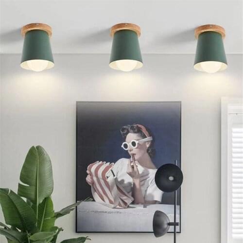 Nordic Surface Mounted Led Wooden Ceiling Lamp Led E27 Ceiling Lamp Modern Bedroom And Living Room Lamp Home Lighting