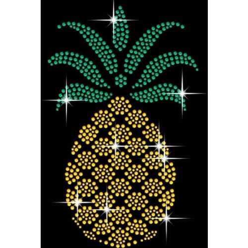 2pc/lot Pineapple Rhinestone Transfer iron on hot fix applique hot fix rhinestone transfer motifs sticker
