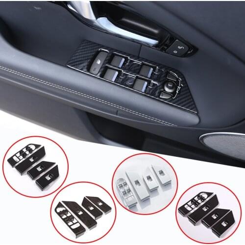 Carbon Fiber Style ABS Plastic Accessories For LandRover Range Rover Evoque 12-18 Window Lift Button Frame Cover Trim For LHD