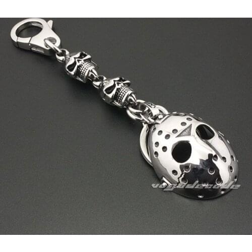 Unique 316L Stainless Steel Halloween Jason Mens Keychain W030KCA