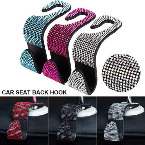 Car Headrest Hook Seat Back Hanger Bling Car Rhinestone Rearseat Organizer Universal Headrest Storage Car Interior Accessories