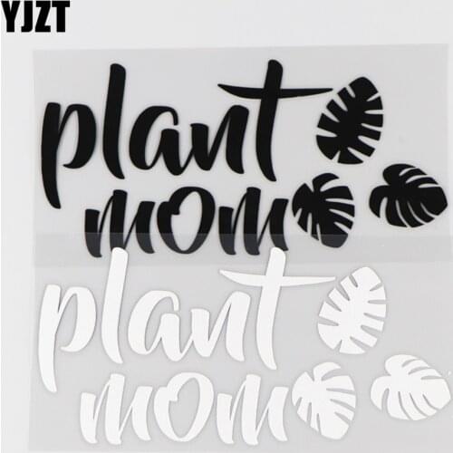 YJZT 15.8×7.5CM Plant Mom Car Sticker Vinyl Decal Cartoon Waterproof Decoration Black/Silver 4C-0189