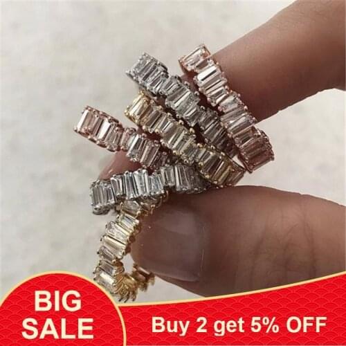 Handmade Baguette Ring 925 Sterling silver AAAAA cz Engagement Promise Wedding Band Rings for Women Bridal Party Jewelry Gift