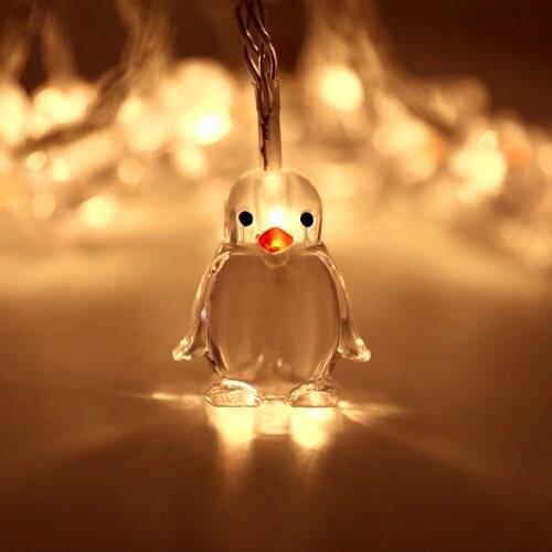 1.65m 10-Led Cute Penguin Animal Shape String Lights Atmosphere Decoration Penguin Light String Christmas Party Decor