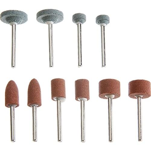 10pcs Power Rotary Tool Grinding Bits Chrome Corundum Abrasive Block Ceramic Stone Polishing Rotary Die Grinder Drill Bit Tools