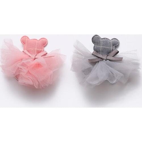 12pcs/lot bear Appliques with bowknot decoration for Children Headwear Hair clip Accessories and Garment Accessories