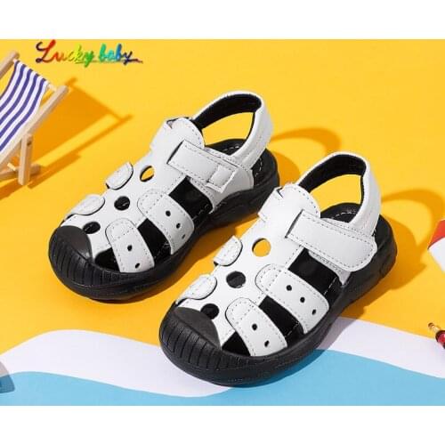 2021 Leather Childrens Summer Boys Sandals Baby Flat Girls Beach Shoes Kids Sports Soft Non-slip Casual Toddler Sandals