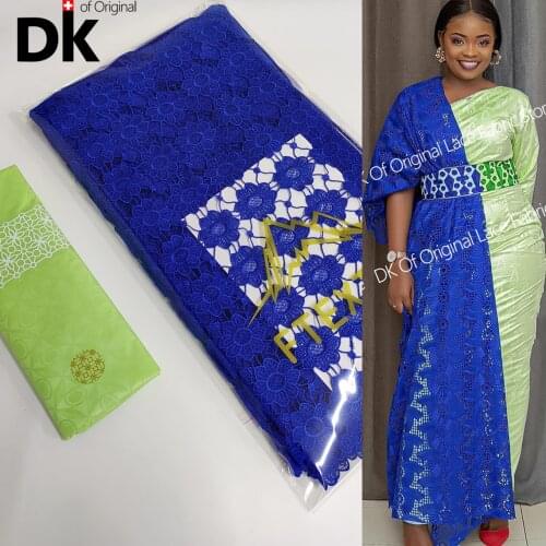 2021 High Quality African Lace Fabric Bazin Riche Original Brocade With Dry Lace Embroidery Swiss Voile Lace For French Lace