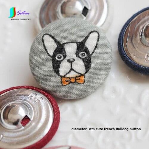 3cm Handmade Cloth Bag Buckle Gentleman Dog Head Homemade Shirt Buttons DIY Button Accessories Gray Blue White Red Pink S316P