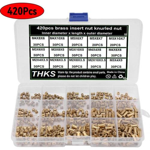 420Pcs Brass Knurled Nut Insert Type Copper Nut Injection Nut Hot Melt Nut M2-M5