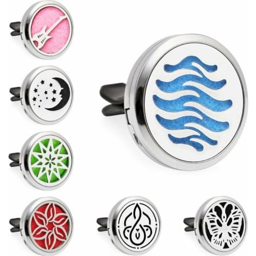 Alloy Frame Steel Aroma Essential Oil Car Diffuser Lockets Vent Clip Air Freshener Perfumer Magnetic Free 10Pads Gift Wholesales