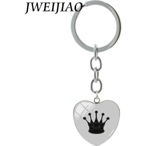 JWEIJIAO Heart Shape Chess Key Chain International Chess Pieces Queen,Knight,Rook,Bishop,Pawn Pendant Keyrings & Keychain CH09