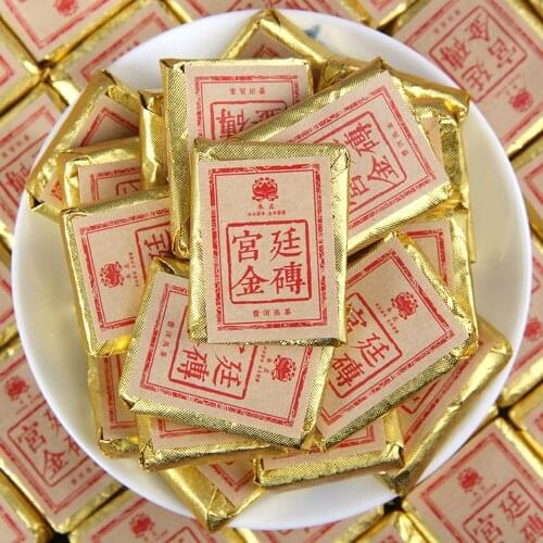 2016 Spring Palace Small Gold Brick Ripe Puer Chinese Tea Yunnan Date Fragrant Small Square Brick Shu Puer Chinese Tea 100g