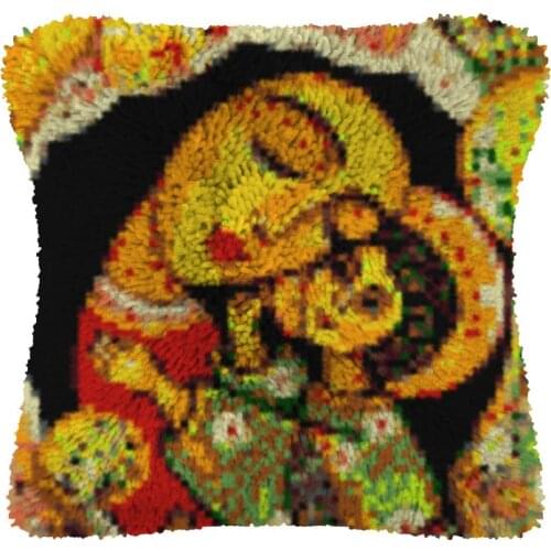 Love Pillow Case Canvas Acrylic Yarn Latched Hook Pillow Kits Crochet Cushion Cover Latch Hook Cushion