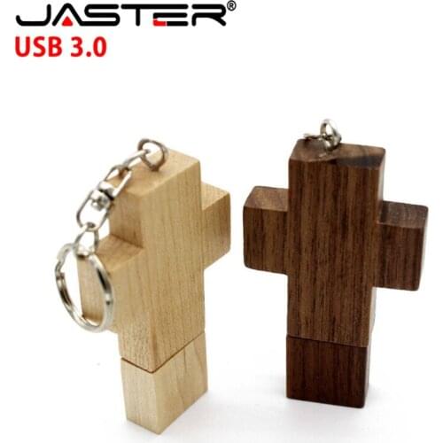 JASTER USB 3.0 custom LOGO wooden pendrive wood Cross memory stick 4GB 8GB 16GB 32GB 64GB Crosses Flash drive keychain gift