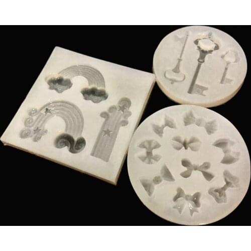 Kawaii Rainbow Bows Silicone Mold DIY Resin Key Rabbit Jewelry Molds Heart Earth Cabochon Making Epoxy Resin Crystal Pendant Art