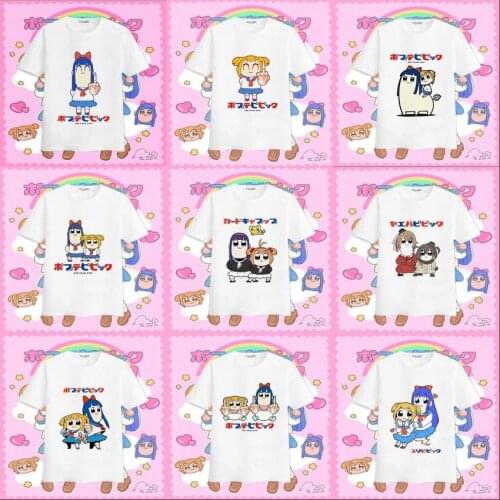 POP TEAM EPIC Popuko Pipimi Printing Short Sleeve T-shirt Tee Unisex Cosplay Costume 9 style Daily CostumesTop