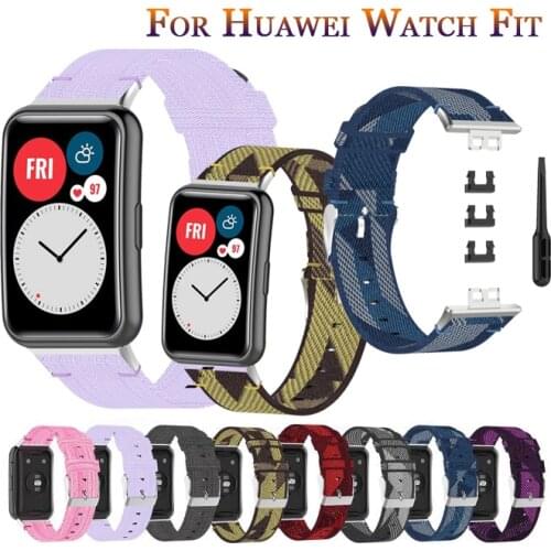 Canvas Nylon Watchband Starp for Huawei Watch Fit Replacement Band stripe Sports Bracelet Strap For Huawei Fit Smart watch band