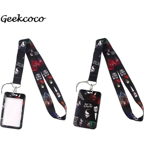 J2182 Horror Clown Card Holders Case Phone Key Badge Camera USB Holders Neck Rope Lanyard with Keyring