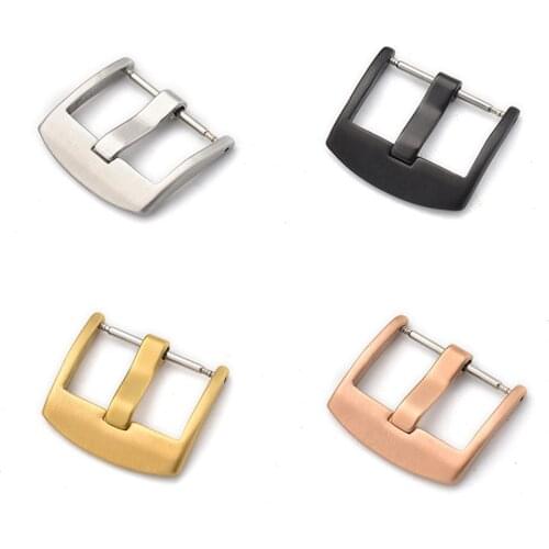 16mm 18mm 20mm 22mm 24mm Stainless Steel Watch Pin Buckle Men Women Universal Metal Watchband Clasp Accessories Silver Black