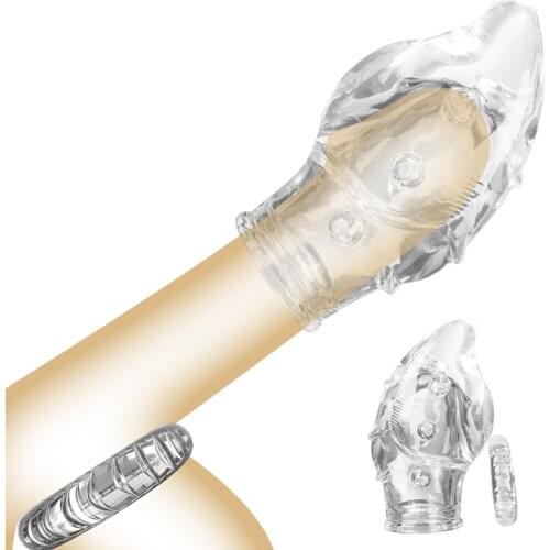 Men Penis Ring Dick Sleeve Enlargement Extender Reusable Condoms G point Ring For Male Penis Extension Sleeves Sex Toy for Adult