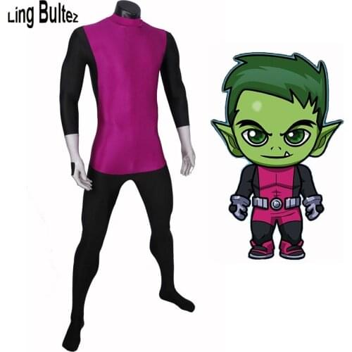 Ling Bultez Beastboy Costume Man Super Hero Beastboy Spandex Suit Custom Made Any Size Young Justice Cosplay Costume