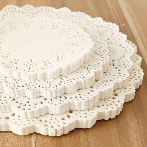 4 4.5 5.5 6.5 7.5 8.5inch Assorted Sizes Round Paper Lace Table Doilies White Decorative Tableware Placemats Paper Mats 100pcs