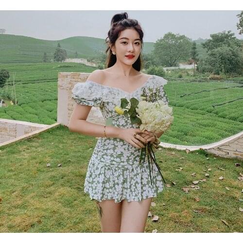 Two Piece Swimsuit Swim Wear Bikini 2021 Suit Women Swimwear Fashion New Print One Skirt Shoulder Hot Polyester Sierra Surfer