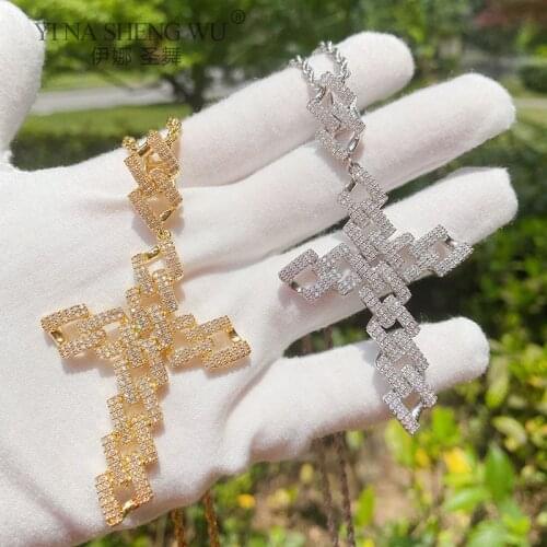 Fashion Simple Cross Necklace Gold Silver Color Rhinestone Cross Pendant Necklace For Men Women Couple Jewelry Gift Wholesale