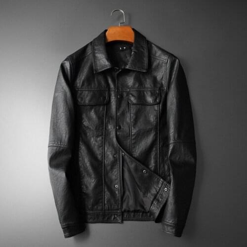 Brand Mens 2021 Autumn New Men Lapel PU Leather Jacket Korean Youth Multi-pocket jackets Motorcycle male Leather Clothes Coat