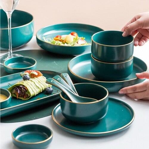 MUZITY Ceramic Dinnerware Set Porcelain Plates and Bowls Restaurant Dinner Plate